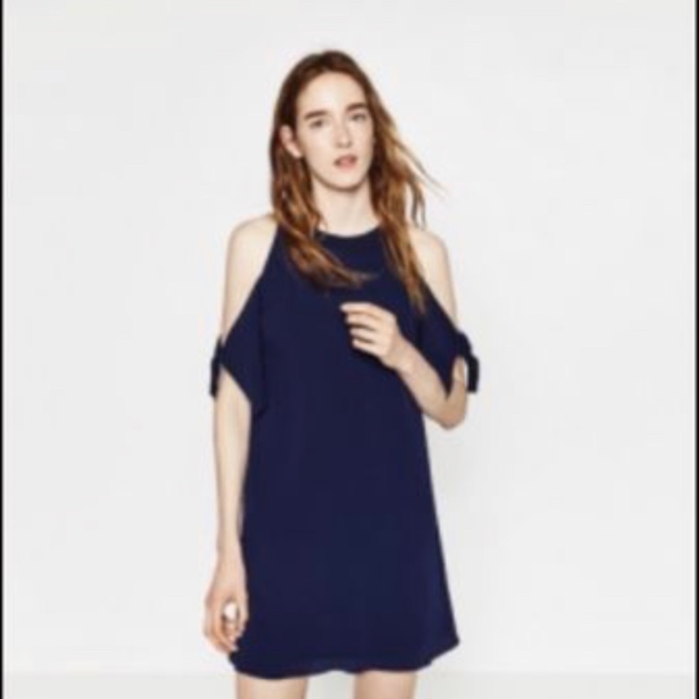 Zara blue  cut out shoulder dress- new with tags